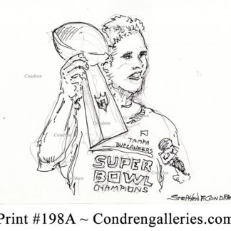 Tom Brady 198A pen & ink celebrity drawing by artist Stephen Condren.