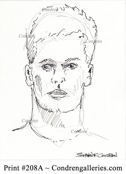 Tom Brady 208A pen & ink celebrity drawing by artist Stephen Condren.