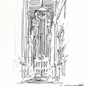 Board of Trade 212A Building Chicago, pen & ink landmark drawing in Chicago by artist Stephen Condren.