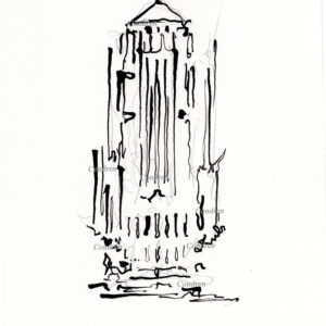 Board of Trade 214A Building Chicago, bamboo & ink landmark drawing by artist Stephen Condren.
