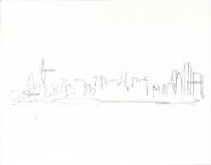 Chicago skyline 209A pencil cityscape drawing by artist Stephen Condren.