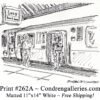 Chicago "L" train 262A as passengers enter pen & ink city scene drawing by Stephen Condren.