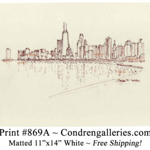 Chicago Michigan Avenue #1084A Pen Ink Watercolor • Stephen Condren