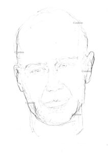 Bruce Willis 306A pencil celebrity portrait drawing by artist Stephen Condren.