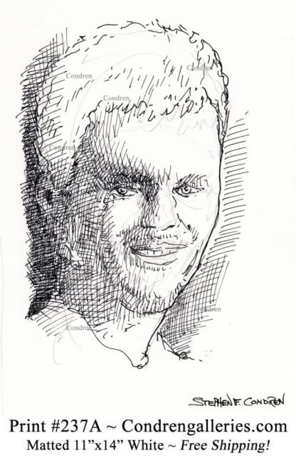 Tom Brady 237A pen & ink celebrity portrait drawing by artist Stephen Condren.
