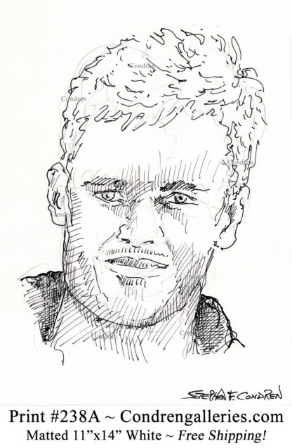 Tom Brady 238A pen & ink celebrity portrait drawing by artist Stephen Condren.