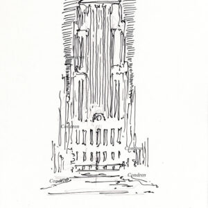Board of Trade 218A Building Chicago, pen & ink landmark drawing by artist Stephen Condren.