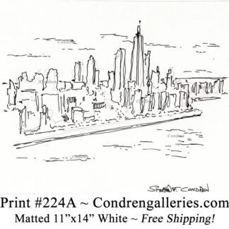 Chicago skyline 224A pen & ink cityscape drawing with view of the former John Hancock Center by artist Stephen Condren.