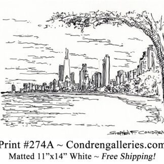 Chicago skyline 274A pen & ink cityscape drawing of North Lake Shore Drive by Stephen Condren.