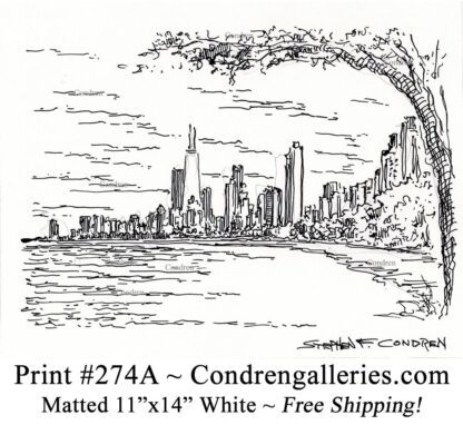 Chicago skyline 274A pen & ink cityscape drawing of North Lake Shore Drive by Stephen Condren.
