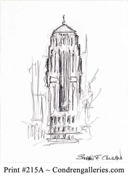 Board of Trade 215A Building pencil landmark drawing by artist Stephen Condren.