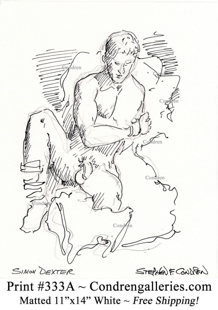 Nude male 333A pen & ink figure drawing by artist Stephen Condren.