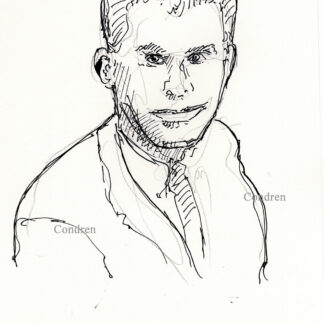 Fred MacMurray 363A celebrity actor black pen & ink portrait drawing by artist Stephen Condren.