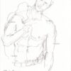 Chris Evans 416A pencil gay figure drawing by Stephen Condren with sexy 6-pack, abs, and fit torso.