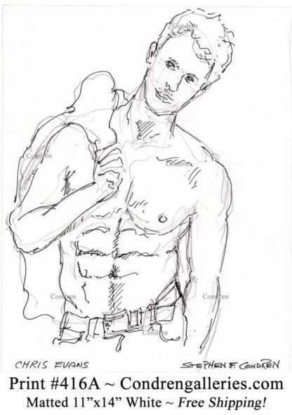 Chris Evans 416A pen & ink gay figure drawing by Stephen Condren.