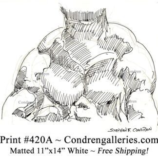 Weightlifter 420A, male torso figure pen & ink drawing by artist Stephen Condren.