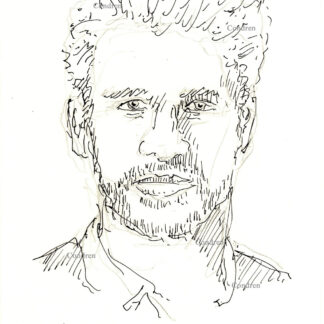 Liam Hemsworth 442A celebrity actor pen & ink portrait drawing by artist Stephen Condren.