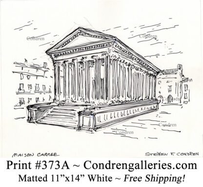 Maison Carree 373A pen & ink landmark drawing by artist Stephen Condren.