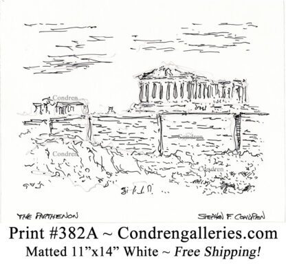 Parthenon 382A pen & ink landmark drawing by artist Stephen Condren.