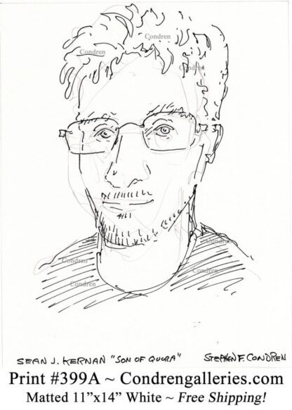 Sean Kernan 399A celebrity YouTuber pen & ink portrait drawing by artist Stephen Condren.