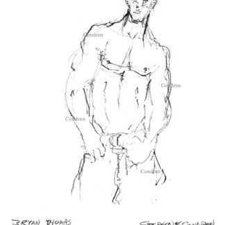 Bryan Thomas 316A shirtless male torso figure drawing by artist Stephen Condren.