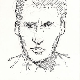 Christopher Lee 323A celebrity actor pen & ink portrait drawing by artist Stephen Condren.