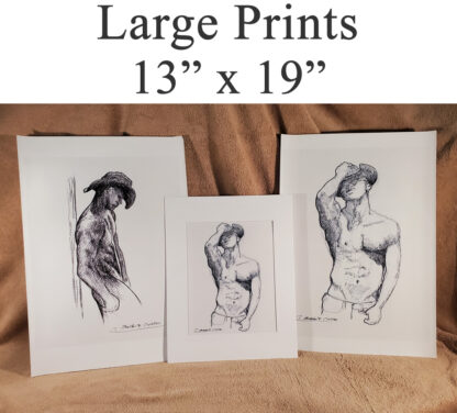 Large gay male figure prints not matted.