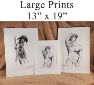 Large un-matted figure drawing prints.