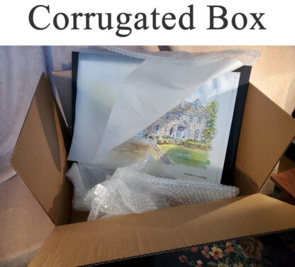 House portrait corrugated shipping box.