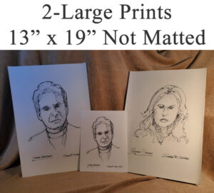 Large celebrity person prints of people, men, children, and women.