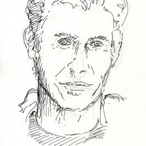 Bill Crudup 462A celebrity actor pen & ink portrait drawing by artist Stephen Condren.