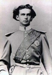 Black & white photo of King Ludwig II of Bavaria, Germany, in uniform.