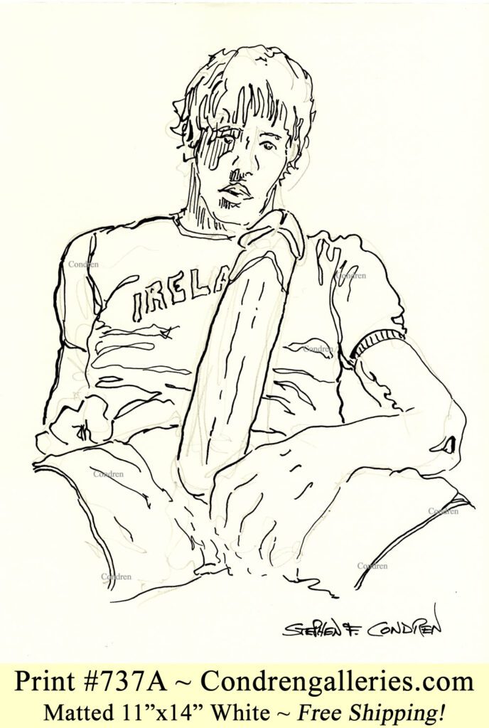 Boy with hardon 737A pen & ink gay figure drawing.