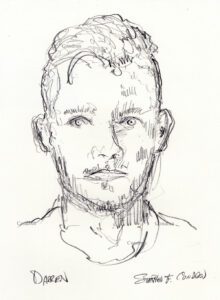 Pencil sketch portrait drawing of a man's face