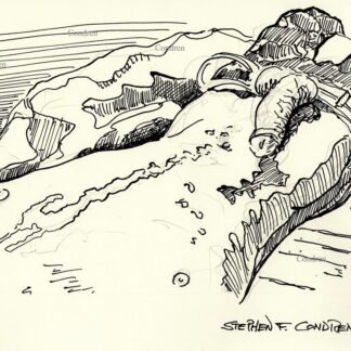 Cum allover chest of hot boy and his chiseled torso, gay male pen & ink figure drawing.