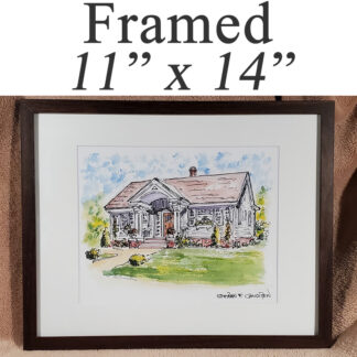 Framed house portrait 11" x 14".