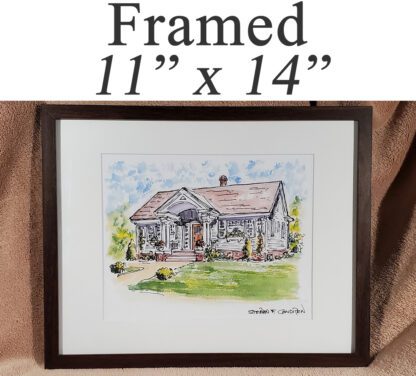 Framed house portrait 11" x 14".