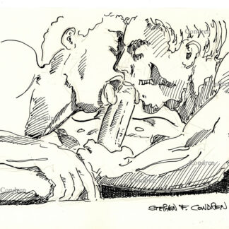 Incest brothers licking cock and hairy balls of a sexy buddy because all three boys are gay. The boys have muscular bodies and fit torsos. Gay male pen & ink sex drawing.